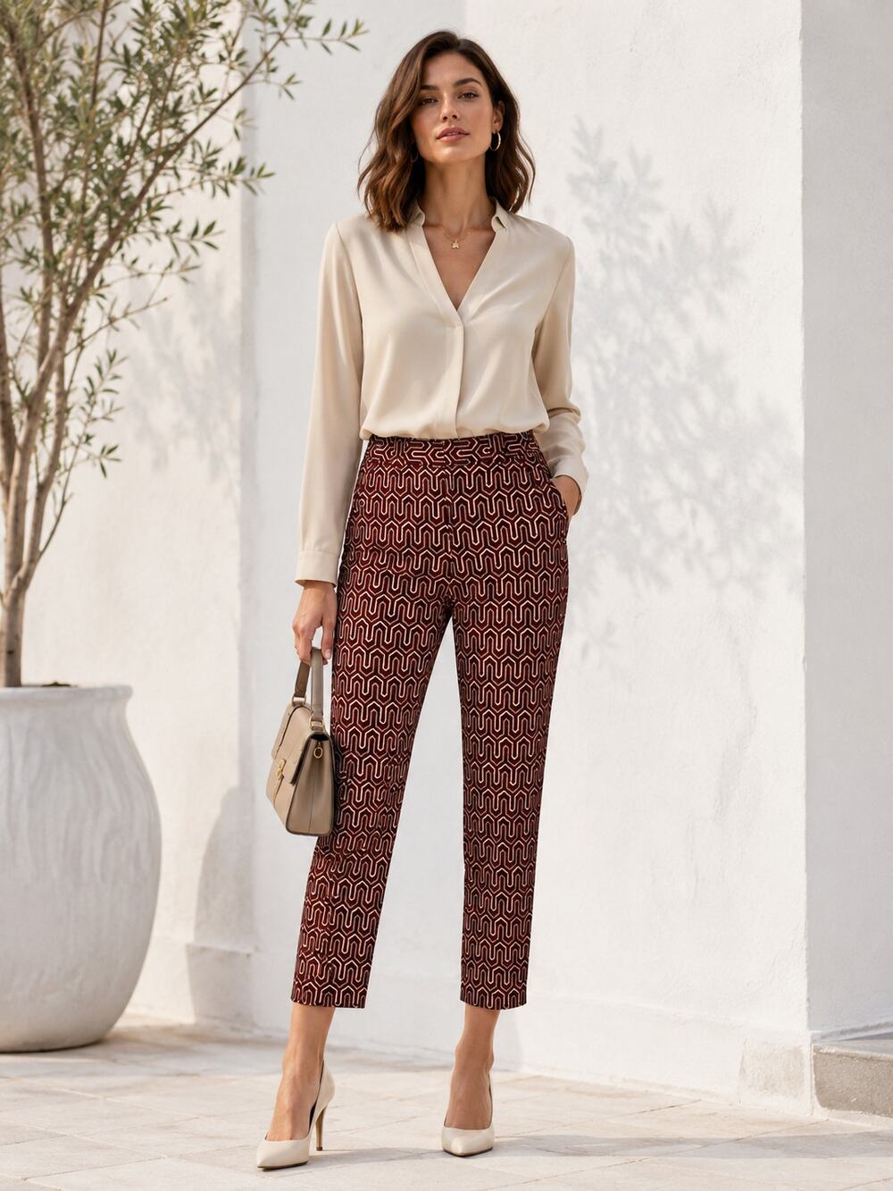 Anthropologie Cartonnier Charlie Ankle Trousers Rust Brown Size 4